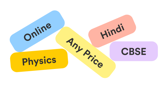 Tutor search filter tags: Online, Hindi, Any Price, Physics and CBSE