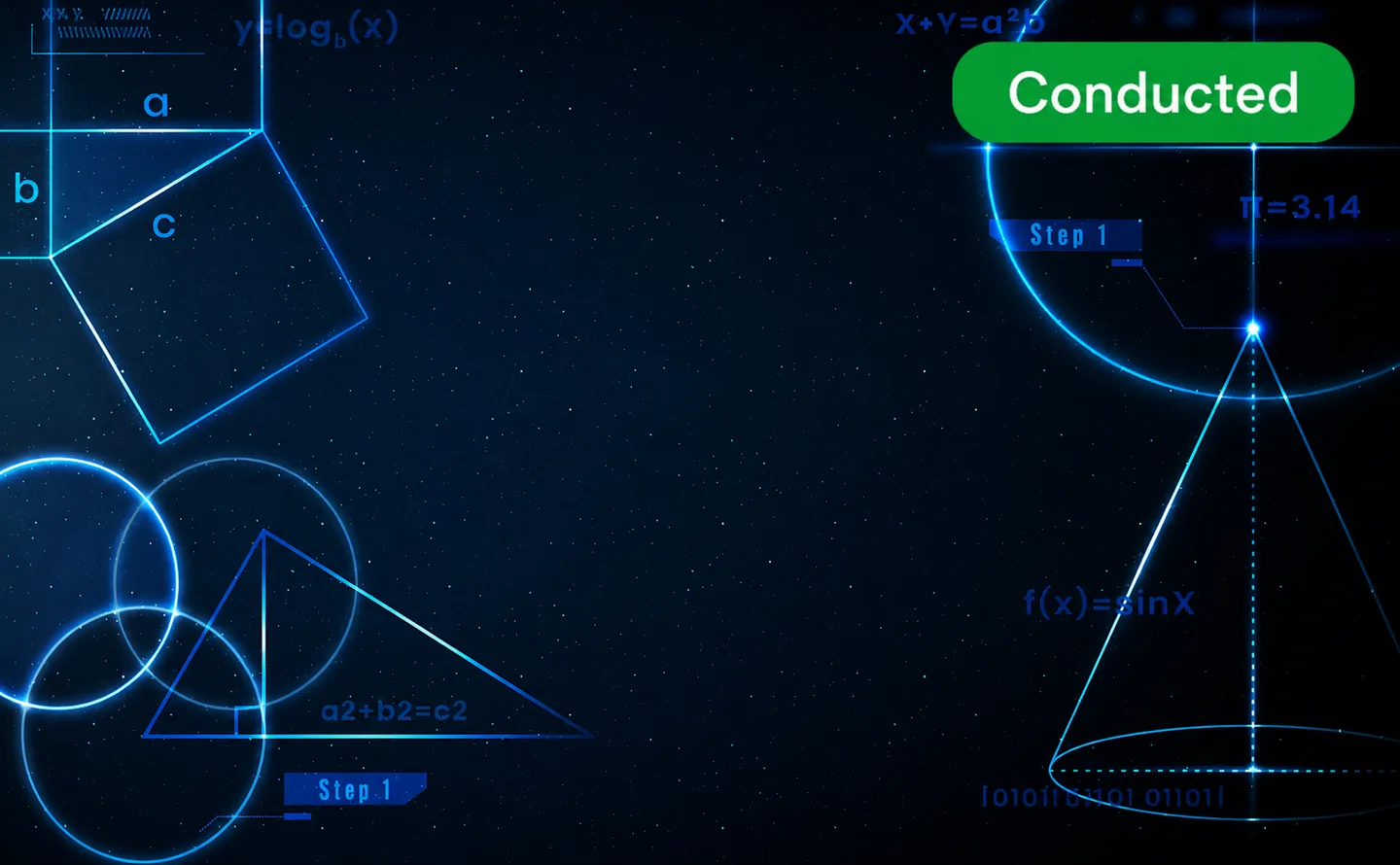 Math IA webinar poster with geometric shapes and formulas